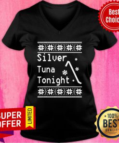 Top Silver Tuna Tonight Ugly Christmas V-neck